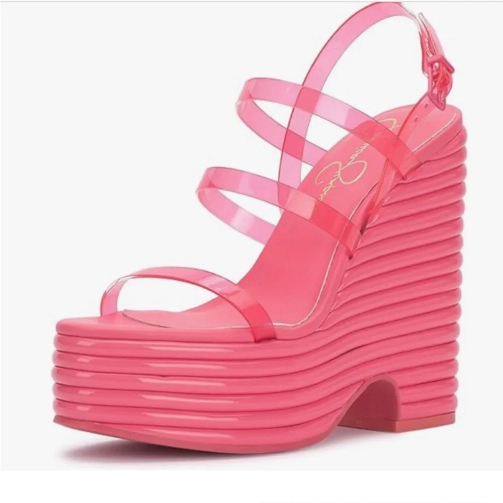 Jessica Simpson Cholena Sunkissed‎ Strappy Buckle Platform wedge Sandals size 10